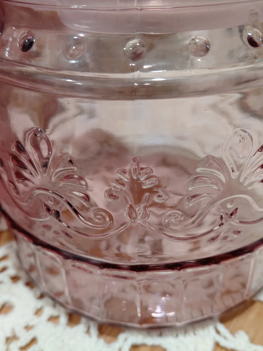 The Pioneer Woman Pink Embossed Glass Storage Canister with Lid